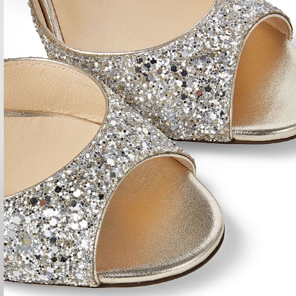 NWT JIMMY CHOO $795 Emsy 85 Glitter Sandals heels sparkling silver 41 9.5 10 - Picture 5 of 12